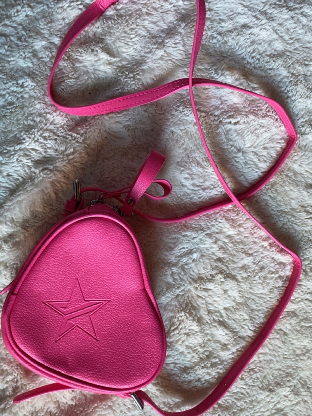 Jefree Star Vibrant Hot Pink Star-Embossed Crossbody Bag